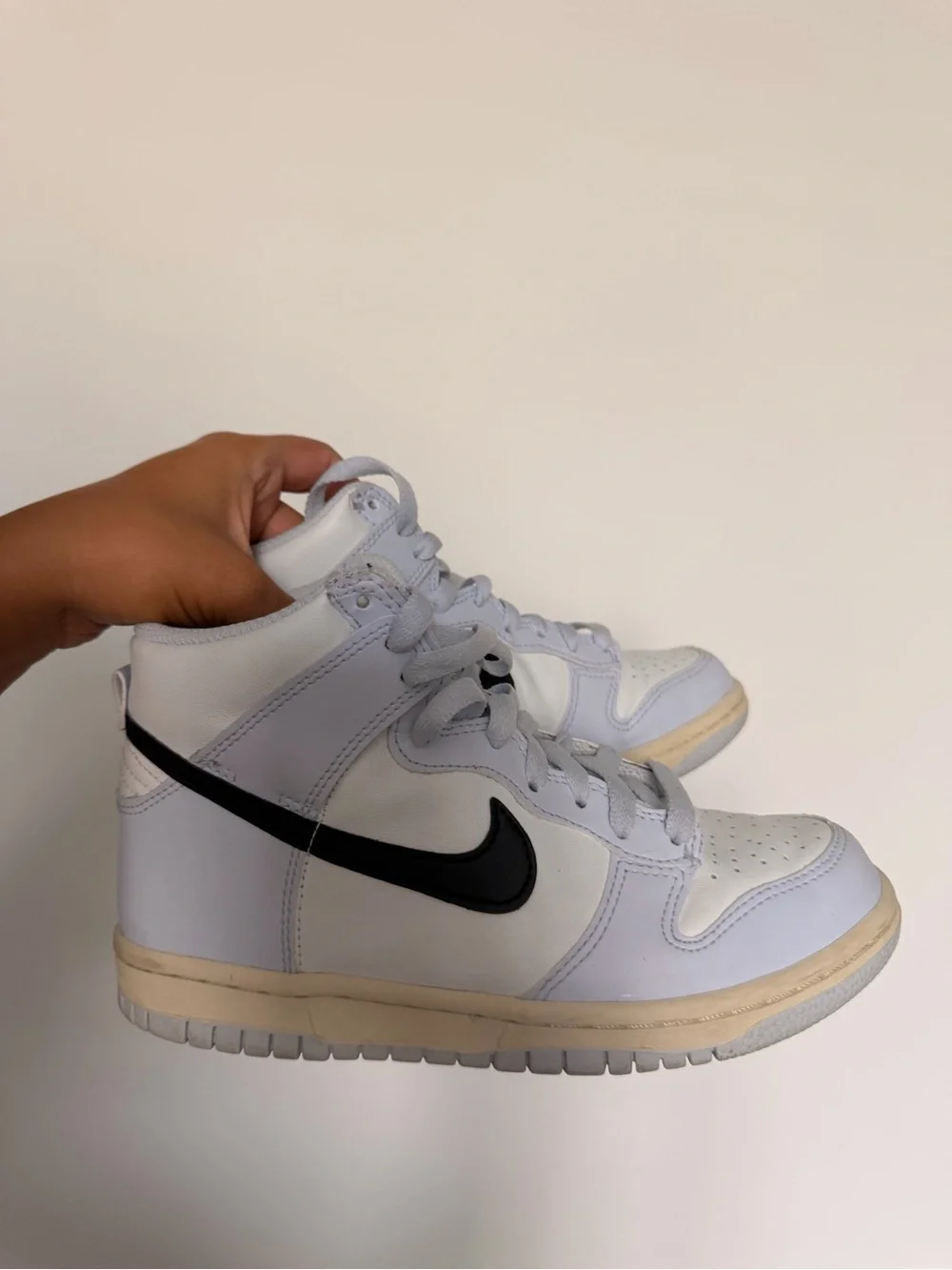 Nike Kids White High-Top Sneakers with Black Swoosh
